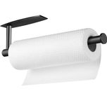 Fvviia Paper Towel Holder, Paper Towel Roll Rack - Under Cabinet Paper Towel Holder for Kitchen, Stainless Steel Paper Towel Holder Wall Mount, Self Adhesive or Drilling Paper Towel Bar - Black