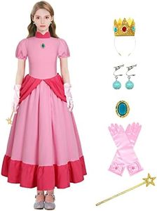 Coseaon Peach Déguisement pour Femme Cosplay Peach Princesse Costume Robe Rose Peach Dress Accessoire pour Adulte Halloween Carnaval (3XL)
