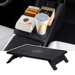 BASENOR 2024 Newest Tesla Model 3 Center Console Table Tray Anti-Slip Foldable Car Food Eating Laptop Desk for Road Trips Model 3 Highland Interior Accessories