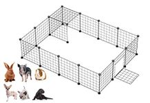 LANGXUN Rabbit Run,Puppy Pen with Door,Encrypted Wire Mesh Cages16 Panels Indoor/Outdoor DIY Metal Pet Fence for Puppy,Rabbit,Kitten,Hamster,Guinea Pig,Turtle,Hedgehog.Black