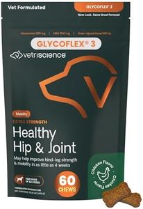 VetriScience Glycoflex 3 Vet Strength Glucosamine for Dogs Hip and Joint Supplement, Chicken, 60 Chews - Clinically Proven Mobility and Joint Supplement with MSM, DMG and Green Lipped Sea Mussel