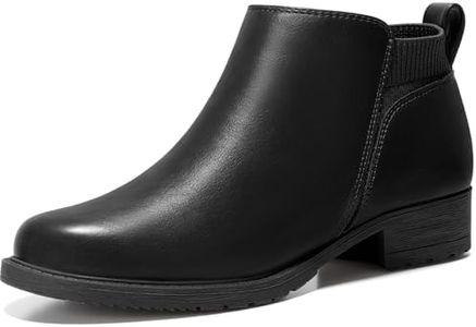 Bacia Chelsea Boots Women Fall Ankle Boots Low Heel Slip on Flat Round Toe Short Boot All Black 6.5 US