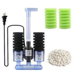 BLOTFISH Aquarium Electric Sponge Filter for 10-55 Gallon Fish Tank, 4 Pcs Filter Sponge Foam Bubbler with 5W Silence Water Pump and Ceramic Balls for Saltwater Freshwater Fish