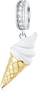Cono gelato ciondolano Charms Dangle fit Bracciale estivo tropicale Pandora, 925 Sterling Silver Smalto Gelato Ciondolo Dolce Dessert Cibo Perline, regali per neonato/ragazza/migliori amici/sorella