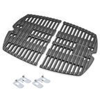 Utheer 7644 17"x8.5" Cast Iron Cooking Grates for Weber Q100, Q1000, Q120, Q1200, Q1400 Gas Grill, 2 Pack