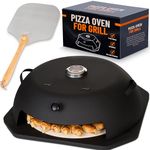 Geras Outdoor Pizza Oven for Grill Kit - Portable Pizza Oven For Outside with Pizza Stone, Pizza Peel and Thermometer - Home Backyard Pizza Maker for Most 18" Charcoal Grill, Gas Grill and Propane