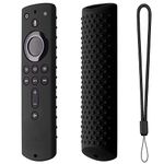 Dealfreez Silicone Remote Cover Compatible with Fire TV Stick 4K All Alexa Voice Remote Protective Case with Lanyard (C-Black) [Remote NOT Included]