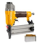INGCO Air Brad Nailer, 18 Gauge, Pneumatic Brad Nailer, Safety Lock, With 1000pcs brad nails, for Wood, Furniture, Carpentry