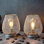 JHY DESIGN Set of 2 Metal Cage LED 