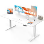 Flamaker Large Standing Desk 180x80cm with USB Charging Port, Sit Stand Reminder Desk Height Adjustable Electric Desk Home Office Desk with Cable Management Tray, White with Wheels