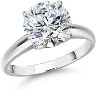 Gem Stone King 5.00 Ct IGI Certified Lab Grown Diamond Solitaire Engagement Ring For Women in 14K White Gold Ring | Round Cut | E-F Color | VS1-VS2 Clarity | Size 7