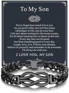 Bandmax Infinity Love Knot Bracelets Gift to My Son Black Chic Cuban Link Bracelets 8 Inch to My Son Birthday Graduation Christmas Back-to-School Gift for Son