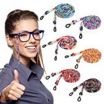 GOTRUST Reading Glasses Cords Chain, 6Pcs Ethnic Style Eye Glasses Eyewear Retainer, Colorful Sunglasses String Eyeglasses Strap, Neck Hanger for Face Mask Cover Wireless Earbuds