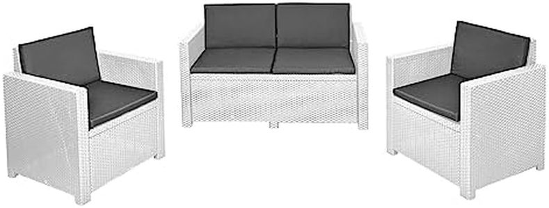 SOFTILLO Waterproof Outdoor Seat Cushions Pad for Keter Allibert Monaco - Comfy Set Cushion Pads For Patio Rattan Furniture - Removable Cover - Water Resistant Material, Foam - 8 Piece - Graphite
