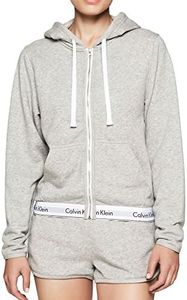 Calvin Klein Top Hoodie Full Zip Sweat-Shirt à Capuche Femme,Gris (Grey Heather 020) , Taille unique (Taille fabricant: X-Small)