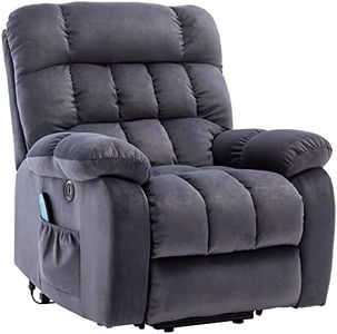 BTM Power Massage Lift Recliner Chair, Upgraded Electric Armchair with Heat for the Elderly, Heavy Duty and Safety Overstuffed Breathable Fabric Reclining Chair Living Room Chair (Dark Grey)