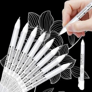 ZmdecQna White Pens, Fine Point Gel Pen Set, White Line Drawing Pen, White Gel Pens for Bullet Journal, Notebook. School & Office Supplies for Students Adults（White）