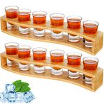 Shot Glasses Set of 12 Glass Shot Glasses with Tray 1oz/30ml 12pcs Square Shot Glasses and 1pcs Holder Bulk Stand Organizer Crystal Glass Cups for Liquor Shots Tequila Whisky Brandy Vodka Rum Home