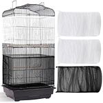 3 Pieces Large Adjustable Bird Cage Cover Seed Feather Catcher Birdcage Nylon Mesh Net Cover Soft Skirt Guard for Parakeet Macaw African Round Square Cage (78 x 15 Inch in Circumference and Width)