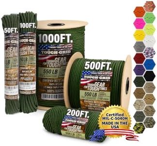 TOUGH-GRID 550 Paracord, 100% Nylon, Made in USA, Type III Mil-Spec 200 ft