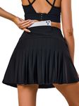 Kefiyis Tennis Skirt with Shorts Pleated Skorts for Women High Waist Golf Athletic Skirt Skort with Pockets Black M