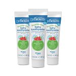 Dr. Brown's Fluoride-Free Baby Toothpaste, Infant & Toddler Oral Care, Strawberry, 3-Pack, 1.4oz/40g, 0-3 years