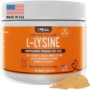 iHeartCats L-Lysine for Cats - Immune & Respiratory Supplement for Cats - Cat Sneezing & Runny Nose Relief - L-Lysine Powder with Cat Nip - Chicken & Salmon Flavor