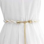 SYGA Pearl Waist Chain Belt Adjustable Decorative Belt Hollowed Tassel Waist Belts Suitable Size for Waist 26-40