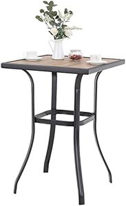 Sophia and William Patio Bar Table Outdoor Metal Bar Table Square Bistro Bar Table 27" x 27" Wood Like for Lawn Garden Pool