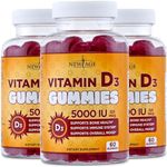 NEW AGE Vitamin D3 5000 IU 125mcg Gummies - Support Immune Support, Strong Bone Health - Non-GMO, Gluten-Free, Dairy-Free, No Gelatin (180 Gummies (Pack of 3))