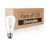 Mastery Mart 120 Pack Vintage LED Light Bulb 4000K Cool White, Dimmable, 5.5W (60 Watt Equivalent), ST21/ ST64 Clear Glass Antique Edison Style, 500LM E26 Decorative Filament Bulb