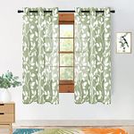 XTMYI 72 Inch Long Sheer Curtains for Living Room 2 Panels Set,Neutral Leaf Printed Patterned Forest Theme Boho Woodland Nursery Curtains Boy Girl Baby,Sage Green,6 FT Length