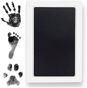 Extra Large Clean Touch Ink Pad for Baby Handprints and Footprints – Inkless Infant Hand & Foot Stamp – Safe for Babies, Doesn’t Touch Skin – Perfect Family Memory or Gift – 2 Uses, Black Print Kit