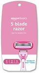 Amazon Basics 5 Blade FITS Razor for Women, Fits Amazon Basics and Venus Handles, Includes 1 FITS System Handle, 2 Cartridges & 1 Shower Hanger, Pink