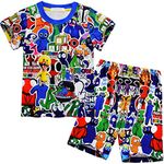 Boys Pajamas Set Rainbows Friends Kids Short Sleeve Two Pieces Pyjamas Size 4-9 Years Sleep-Wear For Boys Mix 6-7 Years