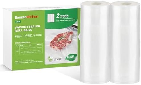 Bonsenkitchen Vacuum Sealer Bags Rolls, 8 in x 50 ft Rolls 2 pack Durable Food Sealer Bags, Commercial Grade, Heavy Duty, BPA Free, Seal a Meal, Great for Food Storage & Sous Vide Cooking, VB23