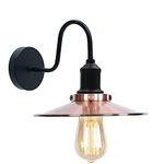 LEDSone Modern Vintage Retro Industrial Wall Sconce Light Swan Neck Black Arm Wall Lamp Copper Shade with E27 Holder Fitting (Copper)