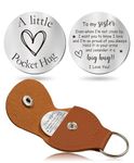 OUMILAN Pocket Hug Token Gifts for Men Boyfriend Girlfriend Inspirational Gift for Son Daughter Brother with Leather Keychain, Gift for Sister, 3*3cm/1.18*1.18inch