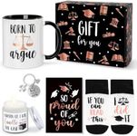 Levfla Law Graduation Gifts Set, Lawyer Congratulations Present Box with Coffee Mug Socks Key Chain Candle Card for Her Girl Women College Student Grad Rose Gold