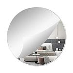 TSKDKIT 40cm Round Wall Mirror Self Adhesive Circle Glass Mirror HD Large Wall Mirror 16'' Makeup Mirror Frameless Decoration Wall Mirror for Bathroom, Bedroom, Living Room, Door etc