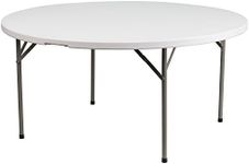 Flash Furniture Elon 5' Round All-Occasion Plastic Folding Event Table, Foldable Portable Banquet Table for Indoor/Outdoor Events, White