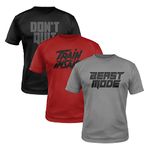 Plan Eighteen Mens Gym Regular Fit T-Shirt - Active Wear - Dry Fit - Pack Of 03 (S) Black