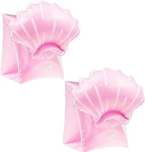 Angjiny 2 PCS Inflatable Arm Swimming Floaties for Kids - Inflatable Swim Arm Bands Rings Water Wings for Adult Kid (Pink)