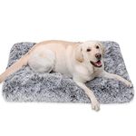 Jaspuriea Large Dog Bed Washable Dog Crate Mattress Calming Fluffy Anti Anxiety Dog Beds Deluxe Plush Dog Mat with Anti-Slip Bottom,90x60x8cm