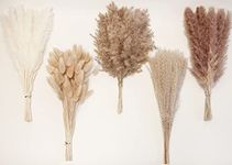 110 pieces of pampas grass with white bunny tail dried flowers, artificial flowers for bathroom decoration, bathroom wall decoration, office decoration, and baby shower decorations.