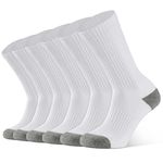 Closemate Mens Cushion Crew Socks Moisture Wicking Athletic Cotton Socks for Sport Training Work, 3-6 Pairs(6 White, Size M)