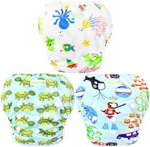 wegreeco Baby & Toddler Snap One Size Adjustable Reusable Baby Swim Diaper (Diving, Ocean, Turtle, Large, 3 Pack)