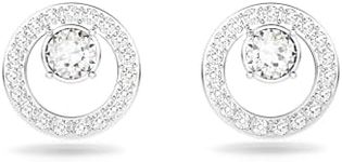 Swarovski Creativity Stud Earrings, Circle Shaped, White Round Cut Crystals in a Rhodium Plated Setting