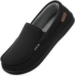 HomeTop Men's Classic Moccasin Slippers Comfy Memory Foam Indoor House Shoes Old Ink, 8 US