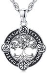 Tree of Life Necklace 925 Sterling Silver Tree of Life Viking Pendant Necklace Viking Amulet Jewellery Gifts for Men Women Stainless Steel Chain 60 cm, Sterling Silver